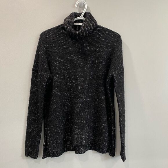 VINCE black  Speckled Turtleneck Sweater - Picture 1 of 6